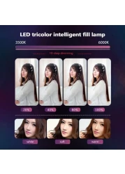Aluminum Alloy LED Selfie Ring Light With 1.6m Tripod Stand For Makeup Video Live Studio 3 Levels Brightness Adjustment