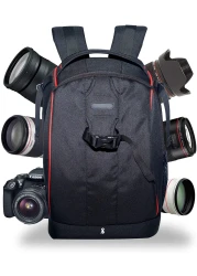 Coopic Camera Case Backpack Waterproof Shockproof 11.41X7.5X16.5 Inches Bag (Grey Interior) For Canon Nikon Sony Olympus Pentax Mirrorless Laptop Lenses Batteries Chargers Cables And More