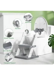 Rabb 1st Potty Training Seat Upgrade Toddler Toilet Seat for Kids Boys Girls 2 in 1 Potty Training Toilet Splash Guard AntiSlip Pad Step Stool