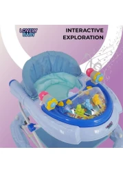 Lovely Baby Foldable Kids Walker BW05 with Adjustable Height, Musical Toys, Rotating Wheels, Comfortable &amp; Safe Activity Walker for Toddlers, Small Infant Boy Girl 6-18 months - Blue