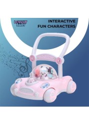 Lovely Baby Kids Push Walker LB 7621 with Removable Handle, Musical Toys, Walk Support, First Step Safe Activity Walker, Child Learning Balance, Small Infant Boy Girl 9-15 M - Pink