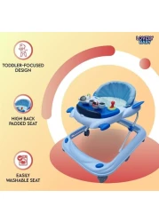 Lovely Baby Foldable Kids Walker BW10 with Adjustable Height, Musical Toys, Rotating Wheels, Comfortable &amp; Safe Activity Walker for Toddlers, Small Infant Boy Girl 6-18 months - Blue
