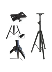 Wownect Universal Speaker Stand Mount Holder, Projector Tripod Stand [Adjustable Height From 40&rdquo; To 71&rdquo;] Multi-Functional Tripod Laptop Stand With Mounting Bracket &amp; Rack Tray, Pack Of 2
