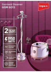 Impex Steamer for Clothes, Powerful Standing Garment Steamer,2.3 Liter Water Tank For 70 Mins Continuous Steaming,38sec Fast Heat-up, Perfect for Commercial &amp; Household 2.3 L 1950 W GSM 6013