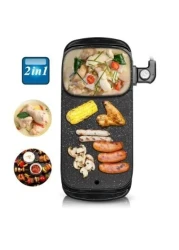 Customized Homemade BBQ Grill &ndash; Smokeless Indoor Electric BBQ Grill with Hot Pot Non-Stick, Adjustable Temperature for BBQ, Shabu Shabu, Steaks