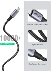 Ugreen 82-70429 USB-C Cable Aluminum Case With Braided 2M (Black) (70429)