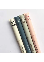 bouti1583 4 Pcsset Kawaii Pig Bear Cat Mouse Erasable Gel Pen School Office Supplies Stationery Gift 035mm Black Ink Black Ink Color