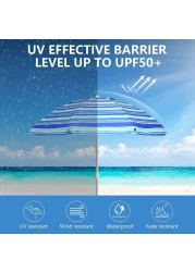 Desert Ranger Beach Umbrella UV 50+ Outdoor Portable Sunshade Umbrella with Carry Bag for Garden Beach Outdoor (2 M)