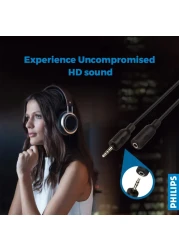 Philips SWA2528W/10 3.5mm Headphone Extension Cable 1.5m Black