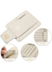 Car Tissue Holder Organizer with Accessories Glasses Holder Card Registration Holder Hanging Sun Visor (Beige)
