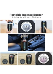 مبخرة كهربائية محمولة قابلة لإعادة الشحن عبر USB مع مكبر صوت كامل للقرآن الكريم وجهاز تحكم عن بعد وناشر بخور للسيارة والمنزل والمكتب والسفر تصميم ACHAS Premium