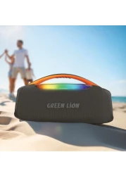 Green Lion Beam Pro Portable Speaker, 120W Power, Wireless Mic, IPX6 Waterproof, 8 Light Modes, Extra Bass, 360&deg; Audio, Multi-Input Support, 15,000mAh Battery, Type-C Charging - Black
