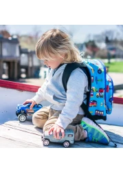 Wildkin 12Inch Kids Backpack for Boys Girls Perfect for Daycare and Preschool Toddler Bags Features Padded Back Adjustable Strap Ideal for School Travel Trains Planes and Trucks