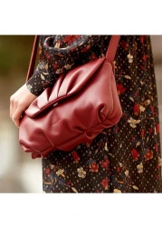 حقيبة LACAMBRA PLI من الجلد الطبيعي الفاخر متوسطة الحجم للنساء، حقيبة كتف عصرية ذات ثنيات للسيدات، حقيبة كتف كروس بودي فاخرة مع حزام قابل للتعديل