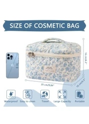 Large Makeup Bag Cute Cosmetic Bag for Women Girls Floral Coquette Aesthetic Toiletry Bag Travel Make Up Organizer Bag