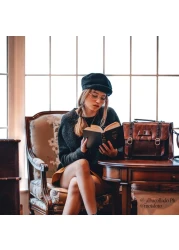 ECOSUSI Briefcase for Women Vintage Crossbody Messenger Bag Satchel Purse Handbag Coffee