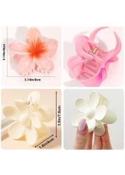 ANEESAA6 Pack Flower Hair Clips for Women and Girls Preppy Flower Claw Clips Hawaiian Plumeria Hair Clips for Thin Hair Large Cute Flower Hair Clips for Thick Hair