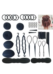 Hair Braiding Tool Hair Accessories For Women Hair Styling Set Hair Topsy Tail Tools Haircut Clamp Hair Bun Maker Hairpins Roller Braid Twist Sponge Hair Design Styling Tools for Hair Styles