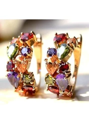 Aiwanto Necklace Set Earring Necklace Ring Set for Women&#39;s Colorful Zircon Necklace Earrings set Necklace Earring Set Gift for Wife Girlfriend