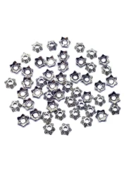 Beading Station 50pcs Antique Silver Star Shape Metal Bead Caps 6mm Jewelry Making