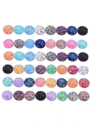 Vivian 204 Pieces 17 Colors Round Resin Cabochon Flatback Druzy Iridescent Colorful Cabochons DIY Accessories 10mm