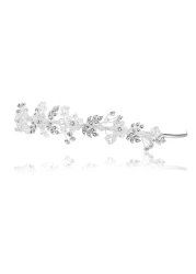 SAMKY Handmade Flower Leaf Crystal Headband Bridal Wedding Tiara Silver Plated T767