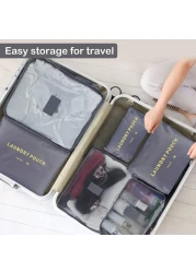 6pcs/set Lightweight Travel Bags Men and Women Cubes Gray