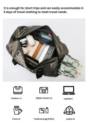 Mei Homecenter Large Capacity Unisex Sports Gym Travel Duffle Bag with Shoulder Strap, Silver