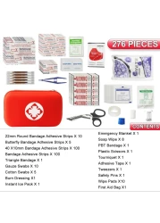 276PCS First Aid Kit Home Car Camping Hiking Emergency Supplies Small Compact Lovely Bag for School Outdoor Basic Outdoor Essentials Survival Kit for Travel AMORNING
