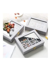 2 in 1 velvet Jewelry Box Ring Earring Organizer Holder Stackable Display Showcase Lockable Jewelry Storage Tray Accessory Organizer gifts for Girls Women