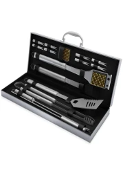 BBQ Grill Accessories 16PC Kitchen Utensils Set Barbecue Tool Kit for Anniversary Birt
