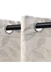 Superior Blackout Curtains Room Darkening Window Accent for Bedroom Sun Blocking Thermal Modern Bohemian Curtains Leaves Collection Set of 2 Panels Rod Pocket 52 in x 120 in Ivory