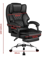 Karnak Executive Office Gaming Chair PU Leather 360 Swivel, Diamond Pattern Stitching High Back With Tilt Lock Mechanism, Soft Foam &amp; Well Padded Backrest With Lumbar Support, Black