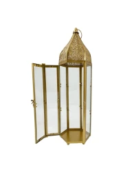 Eid Lantern Candle Holder Gold 16.9x16.9x57cm