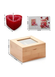 Jinou Valentine's day gift &ndash; Heart Shape Candles Encased in Premium Quality Bamboo box &ndash; Gift for Wife, Husband, Boyfriend and Girlfriend