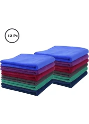 Fabienne 12-PC Microfiber Cleaning Towel Set 30x30cm Wash clothes Durable &amp; Washable 330 GSM Cleaning Cloths for Kitchen, Bathroom Cleaning All Purpose Microfiber Towel Multicolour