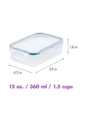 Lock &amp; LockClassic Plastic Rectangular Food Container Clear/Blue 360ml