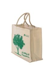 Carrefour Tree Printed Juco Bag Beige And Green