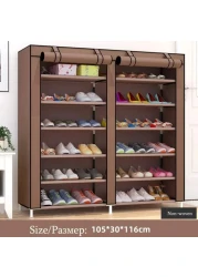 12 Tier Shoe Rack, Shoe Storage Hold up to 36 Pairs Shoes With No-woven Fabric Cover,Multi-layer Shoe Storage Cabinet 116cm X 30cm X 105cm
