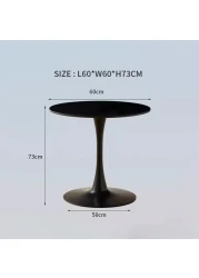 Jeffcoco Furniture Outdoor Table Round metal Patio Table,Garden Table,Black White Coffee Table Side Table Indoor Furniture Metal Frame home decor single table 1 piece (Black)