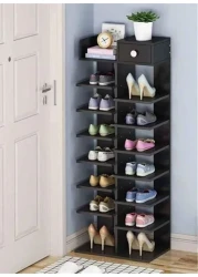 8-Tier Shoe Rack Wooden Shoe Storage Shelf for Entryway Storage rack black