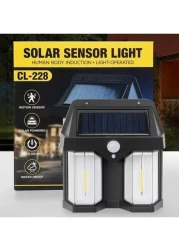 Outside Solar Induction Wall Lamp Warm Light Dual Core Wireless Dusk To Dawn Motion Sensor LED Sconce Lights IP65 Waterproof