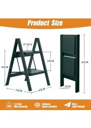HEXAR® Multipurpose Step Ladder Folding Ladder with Anti-Slip Pedal Folding Step Stool Portable Lightweight Foldable Stepladder for Home Kitchen Library Office 150 KG Capacity (2 STEPS)