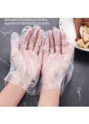 KKmoon-100Pcs Disposable Gloves Transparent Clear Thicken Soft Flexible Comfortable Protective Gloves for Kitchen Cooking Cleaning Restaurant Home Service