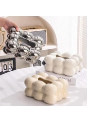 Ceramic Tissue Box Cover White Facial Tissue Holder for Sink Counters Desks Bathroom Vanity Office and Home D&eacute;cor Elegant Tissue Paper Holder for Restaurants
