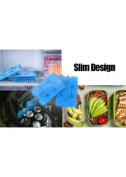 4 عبوات من أكياس الثلج الرفيعة القابلة لإعادة الاستخدام لصندوق الغداء - حقائب تبريد غير سامة للعمل أو المدرسة أو النزهات أو التخييم - تحافظ على الطعام طازجًا طوال اليوم