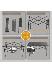 طاولة قابلة للطي للتخييم والنزهات والصيد باللون الأسود في الهواء الطلق