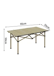 طاولة قابلة للطي باللون البيج لحفلات التخييم والنزهات وصيد الأسماك في الهواء الطلق
