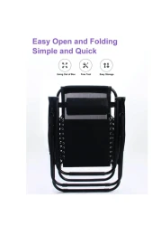 HEXAR Foldable Camping Chair Zero Gravity Folding Lounge Chair Outdoor Lounge Gravity Chair Camping Reclining Lounge Chair with Pillow and Hand Rest Multipurpose Adjustable Chair