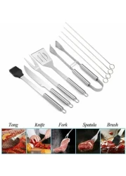 9 Pcs BBQ Grill Tool Set Stainless Steel Barbecue Accessories Kits with Carry Bag